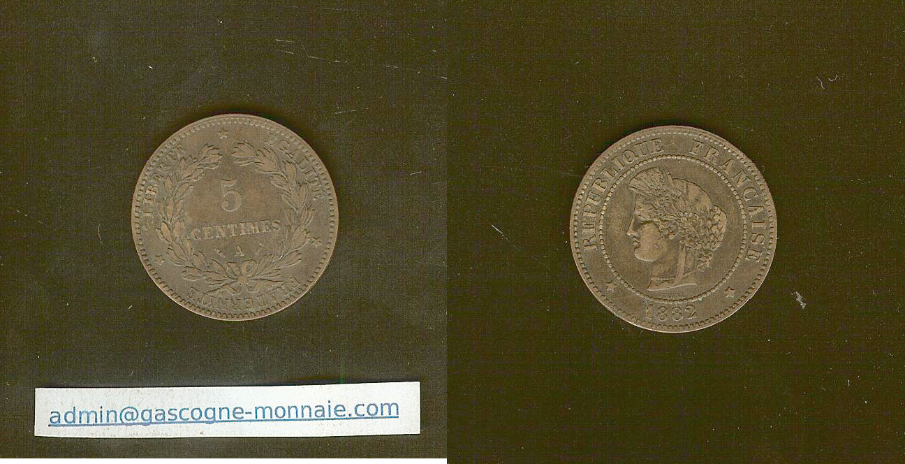 5 centimes Cérès 1882A Paris TTB+